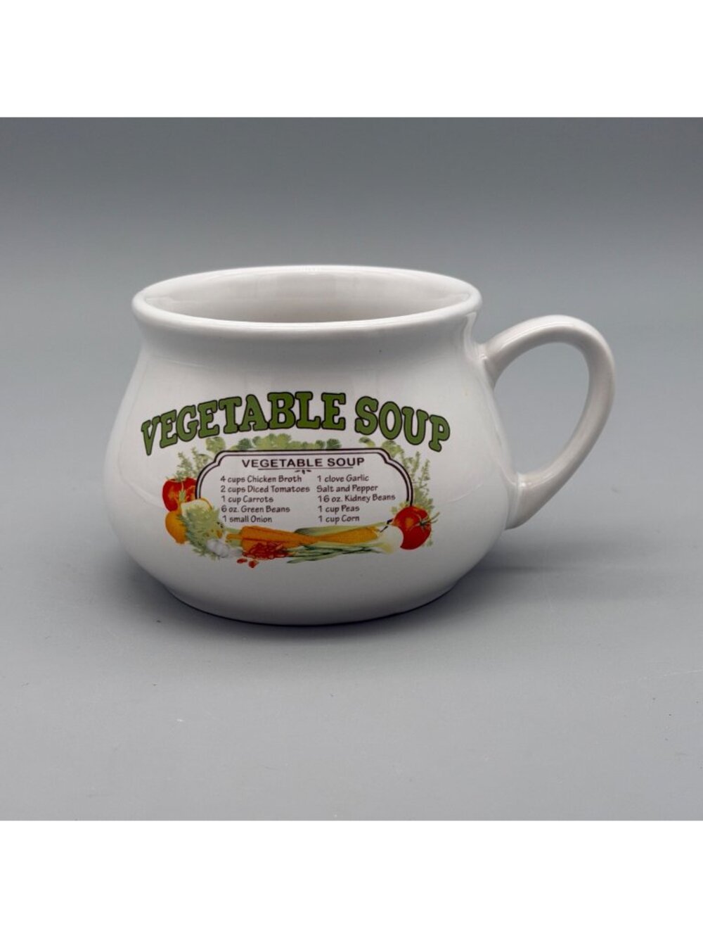 Dat'l Do It Inc Vegetable Soup Recipe Ceramic Mug Cup Bowl White 3.25" Tall